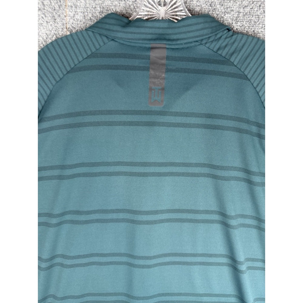 Nike Mens Tiger Woods Zonal Cooling Polo Shirt XL Green Striped Golf Performance